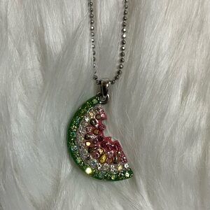 Cookie Lee Watermelon Slice Crystal Necklace